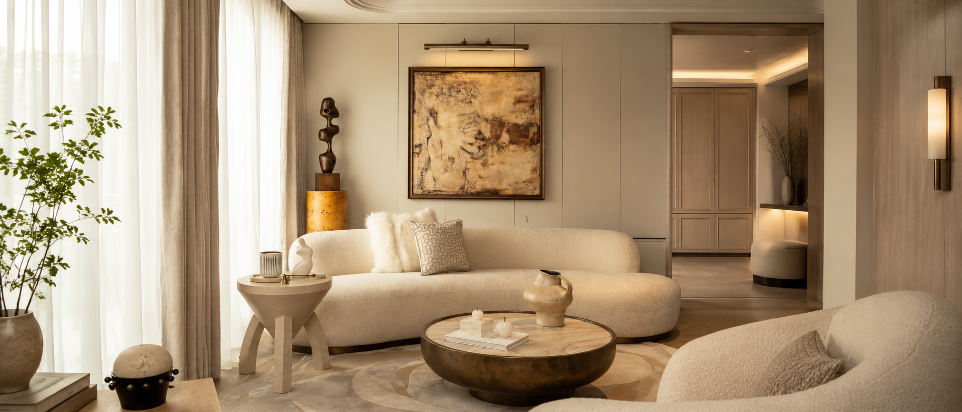 Relaxed home interior with soft textures