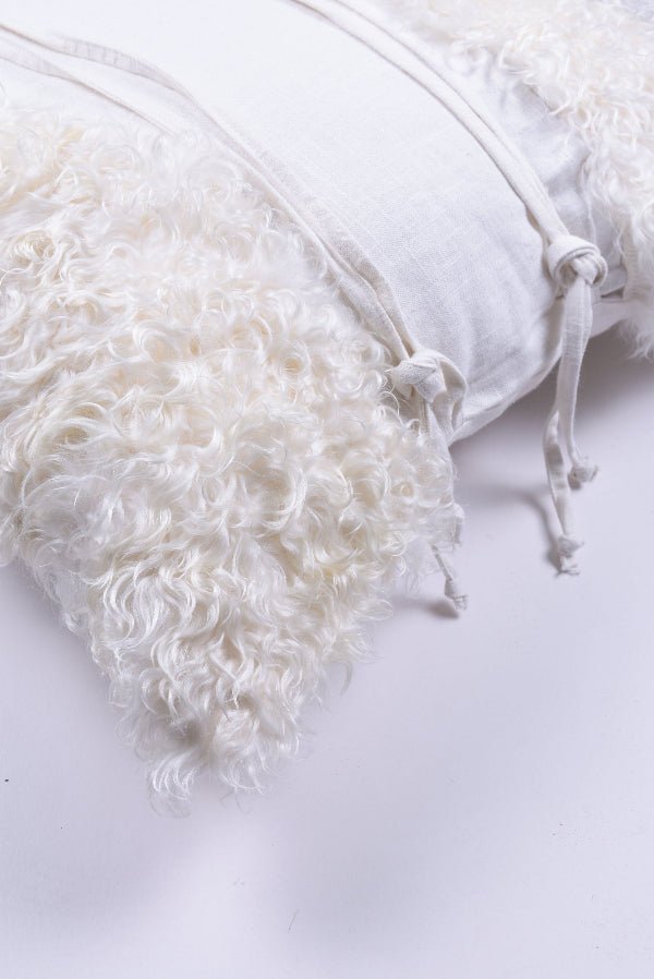 Curly Goatskin Decorative Pillow - Image 2