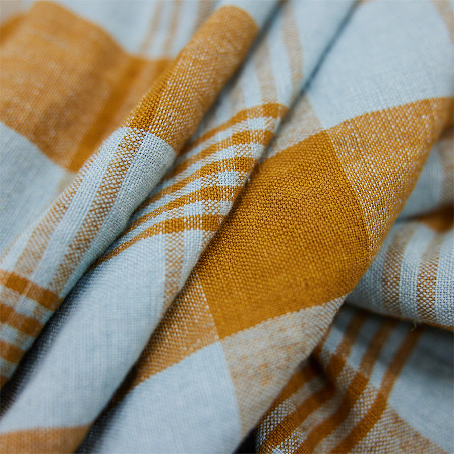 Vida Plaid Tea Towel - Amber & Blue - Image 3